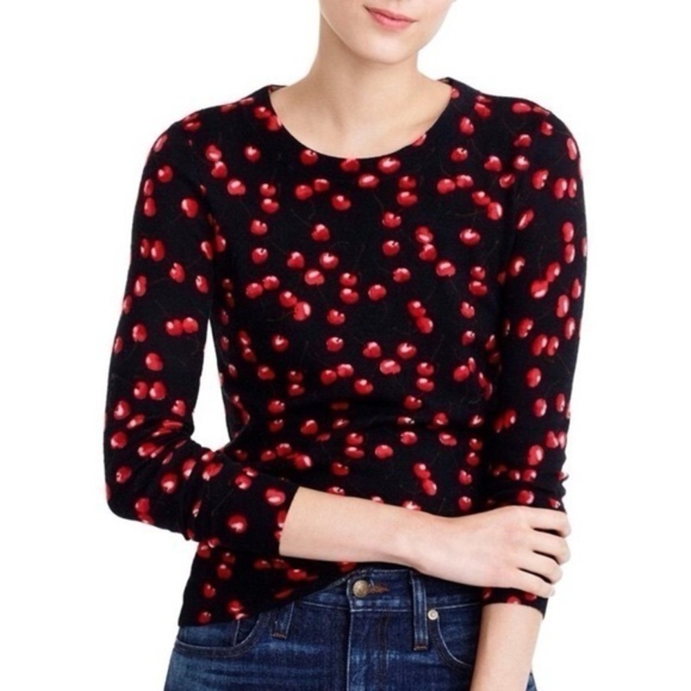 J. Crew merino wool cherry print sweater size XS